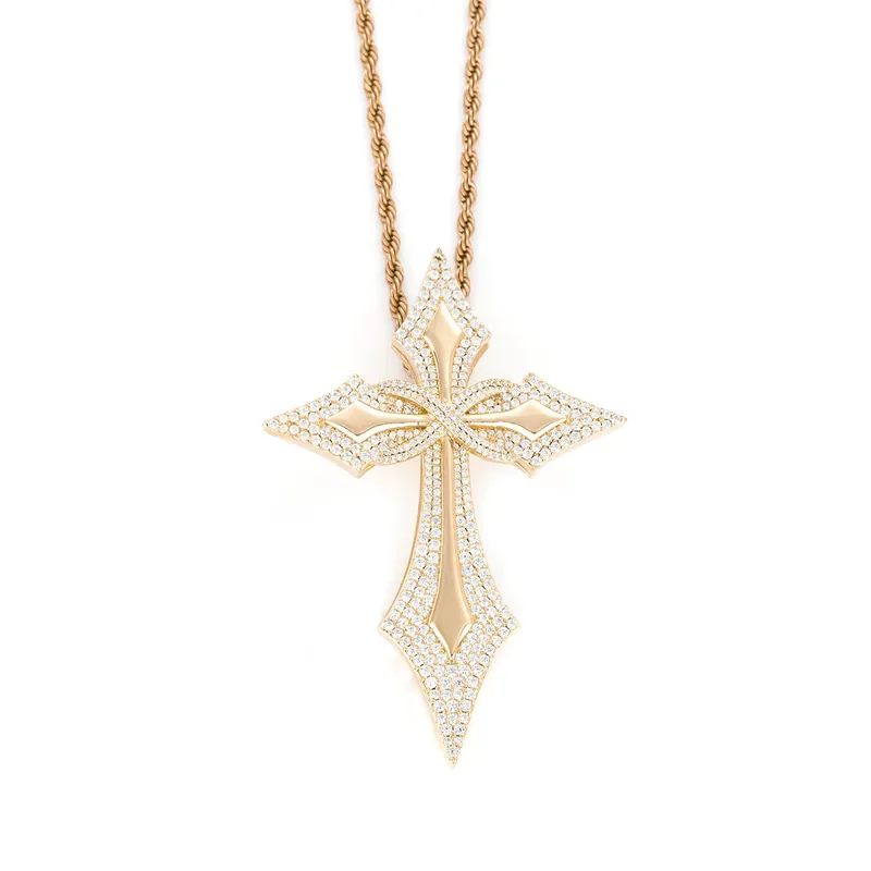 Copper Zircon Cross Pendant Necklace