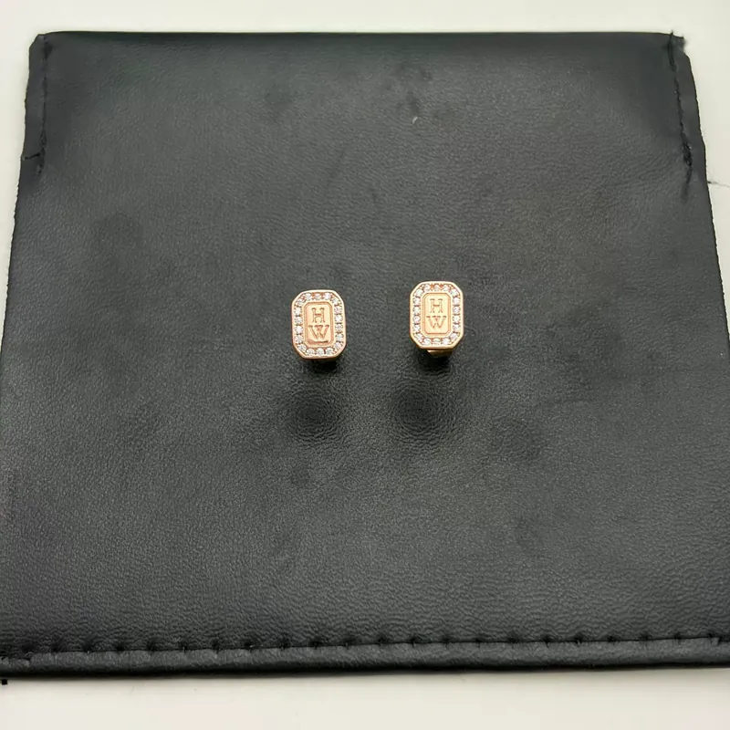 Zircon HW Letter Square Stud Earrings