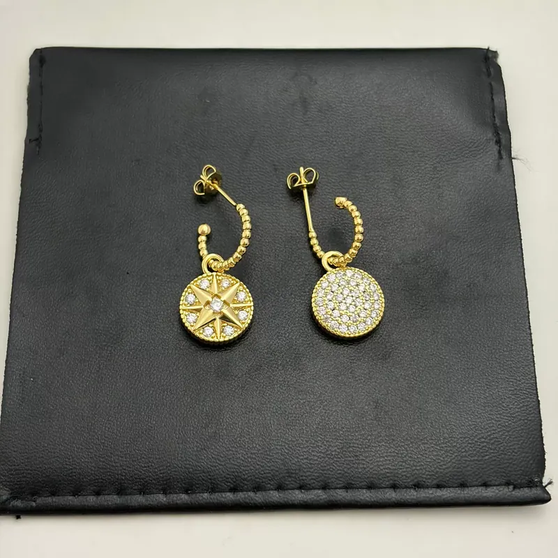 Zircon Compass Star Stud Earrings