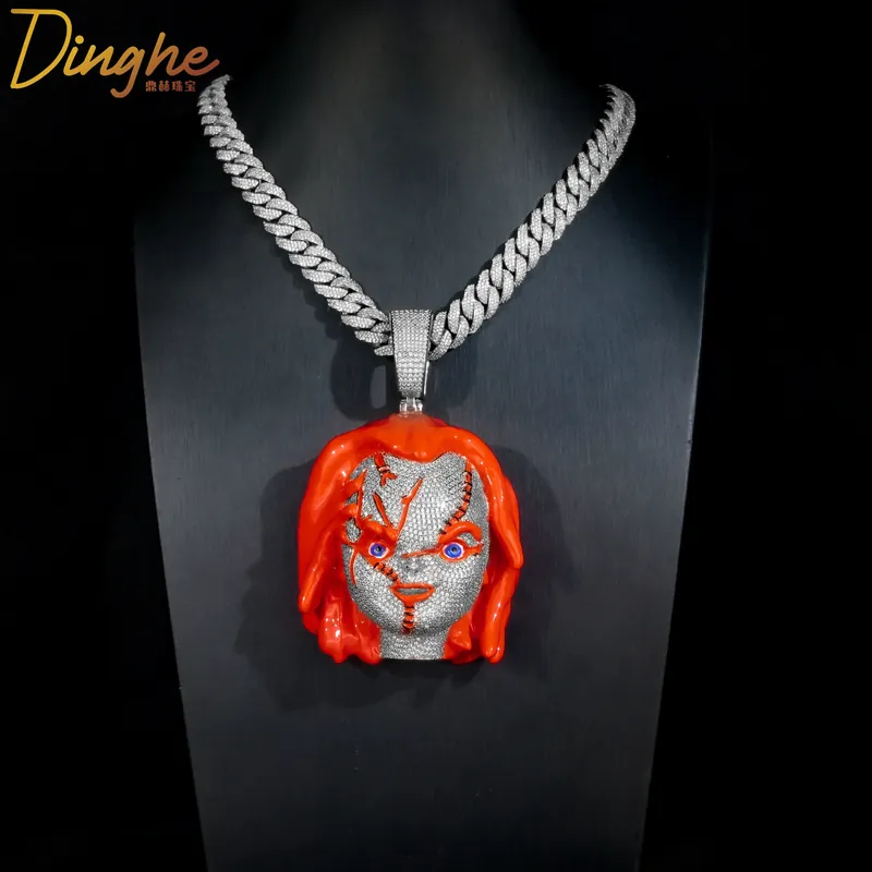 Copper Zircon Portrait Pendant Necklace