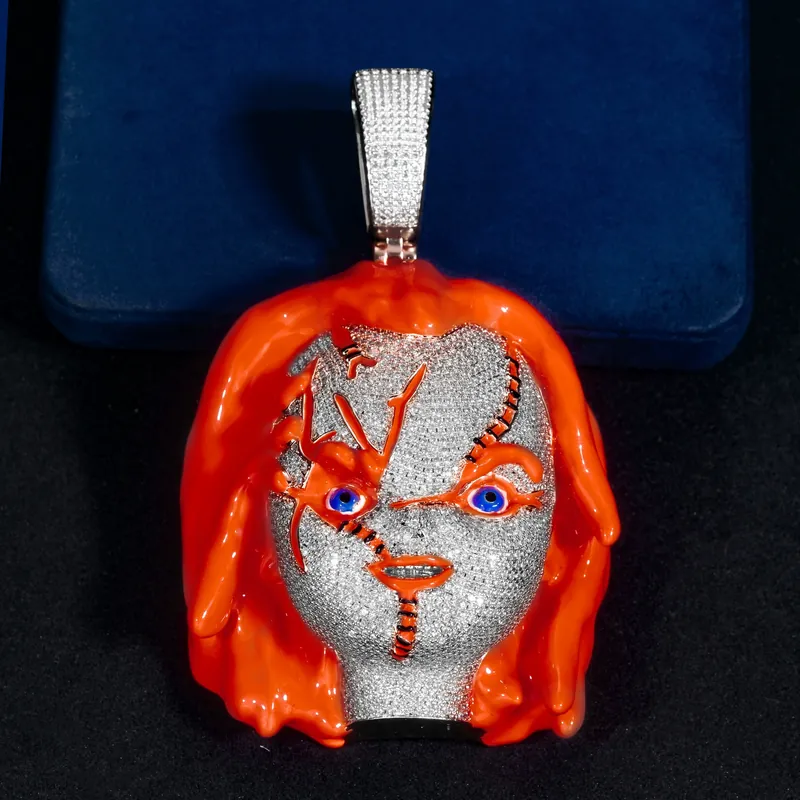 Copper Zircon Portrait Pendant Necklace