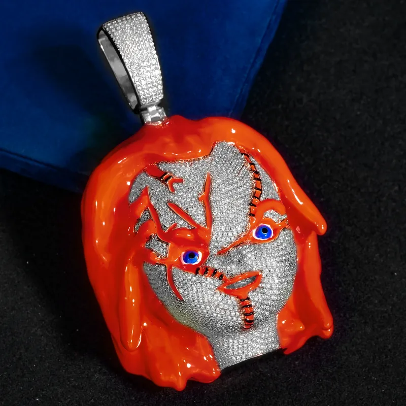 Copper Zircon Portrait Pendant Necklace