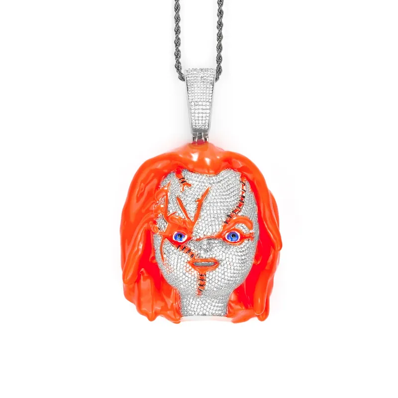 Copper Zircon Portrait Pendant Necklace