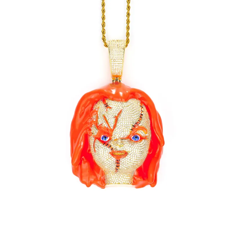 Copper Zircon Portrait Pendant Necklace