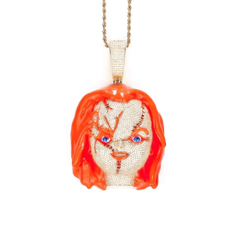 Copper Zircon Portrait Pendant Necklace