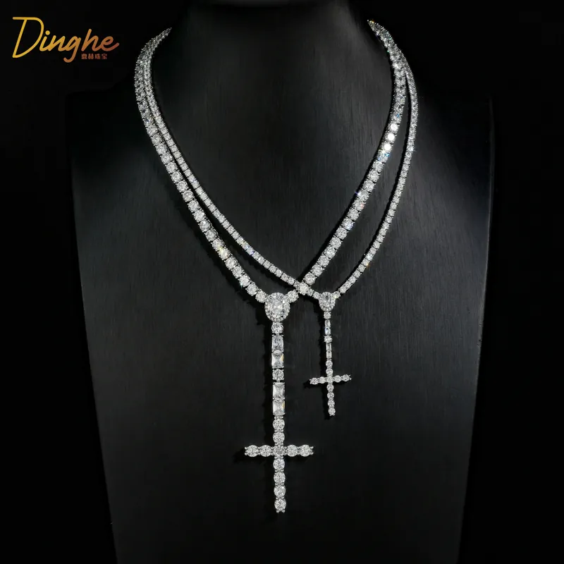 Titanium Steel Zircon Hip-Hop Cross Pendant Necklace