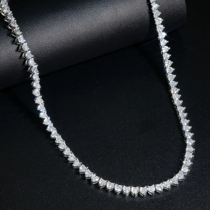 Titanium Steel Zircon Heart Choker Necklace