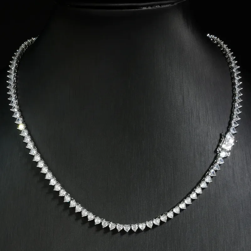 Titanium Steel Zircon Heart Choker Necklace