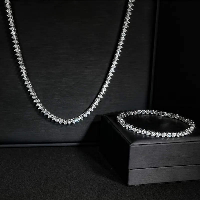 Titanium Steel Zircon Heart Choker Necklace