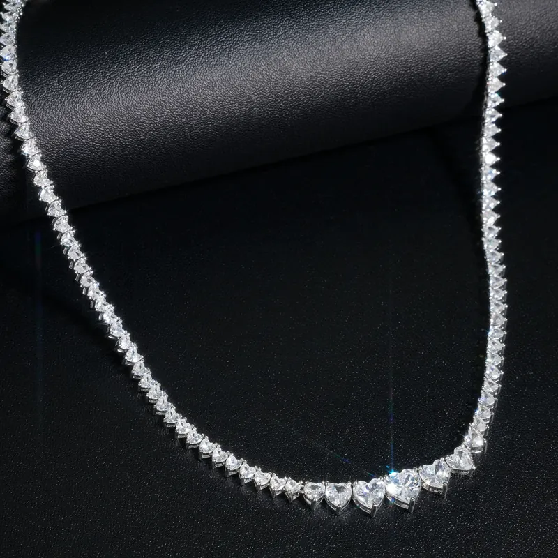 Collar de Cadena Tennis de Titanio Acero con Zirconia Degradada