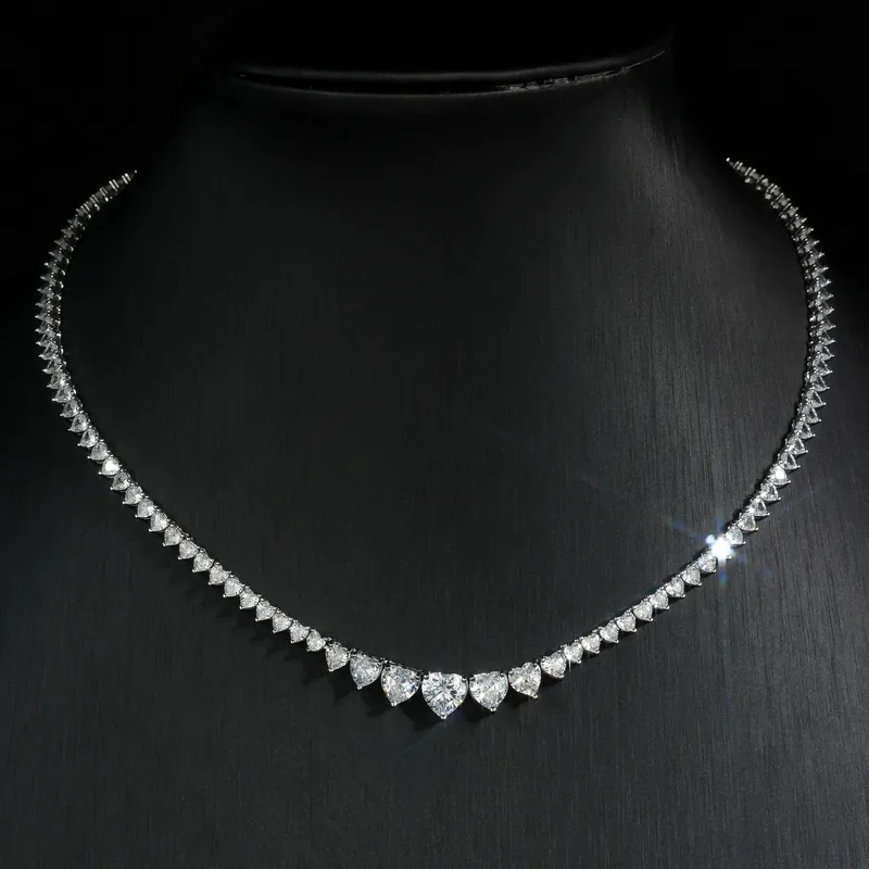 Collar de Cadena Tennis de Titanio Acero con Zirconia Degradada