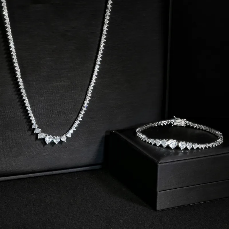 Collar de Cadena Tennis de Titanio Acero con Zirconia Degradada