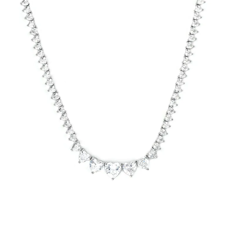 Collar de Cadena Tennis de Titanio Acero con Zirconia Degradada