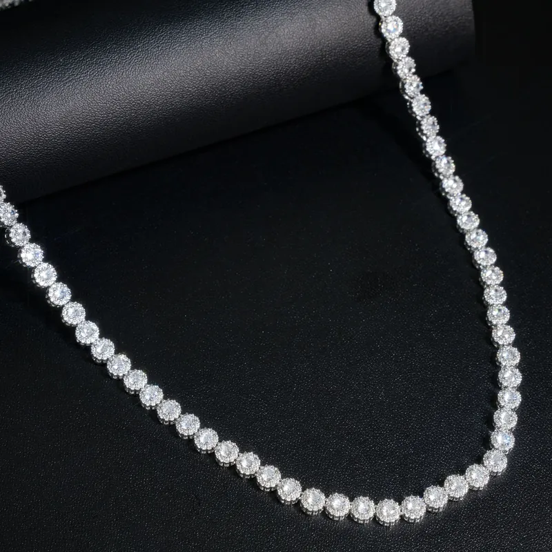 Collar de Cadena Tennis de Titanio Acero con Zirconia y Flores