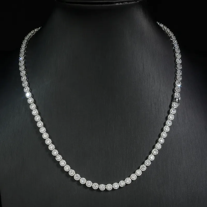 Collar de Cadena Tennis de Titanio Acero con Zirconia y Flores