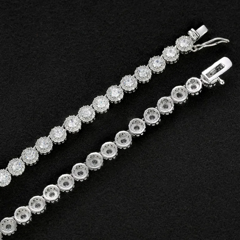 Collar de Cadena Tennis de Titanio Acero con Zirconia y Flores