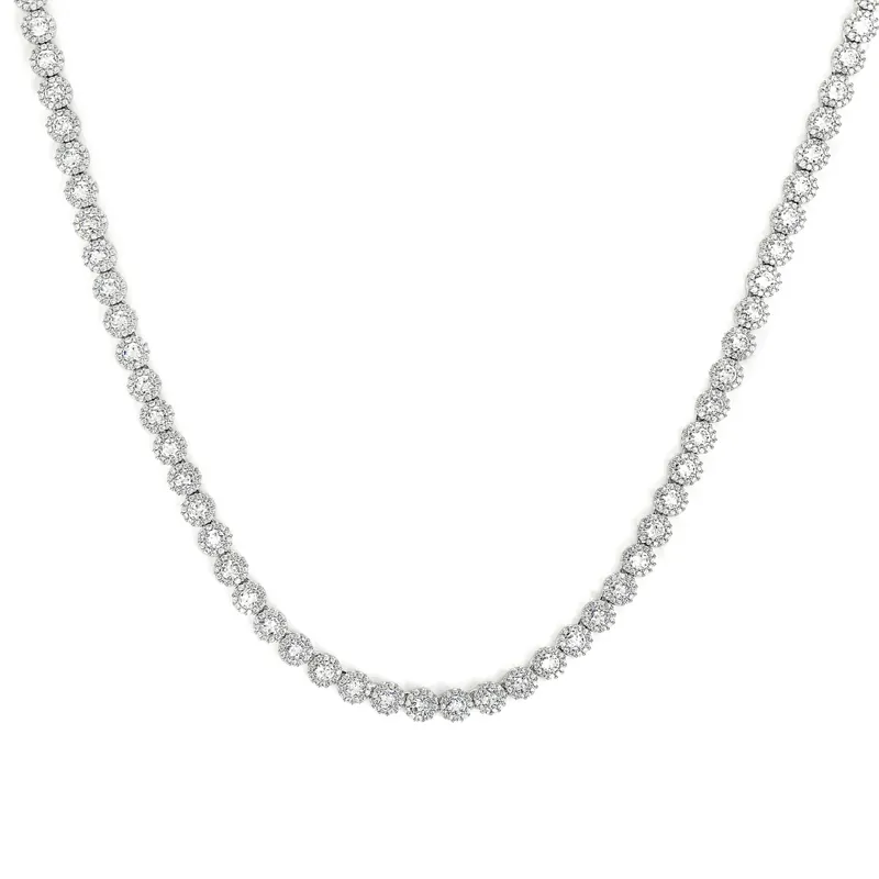 Collar de Cadena Tennis de Titanio Acero con Zirconia y Flores