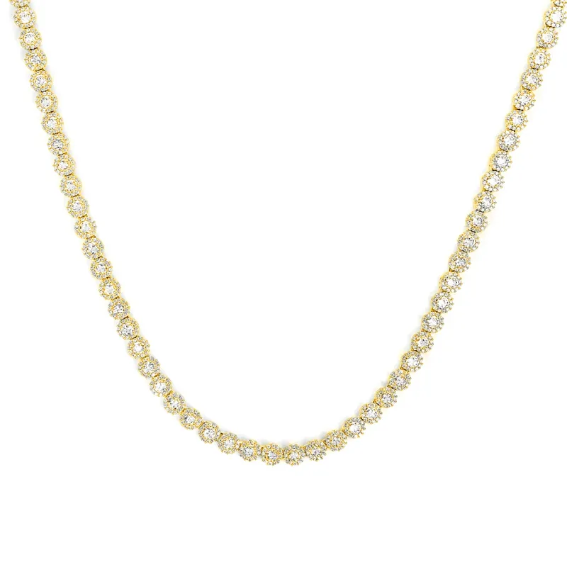 Collar de Cadena Tennis de Titanio Acero con Zirconia y Flores
