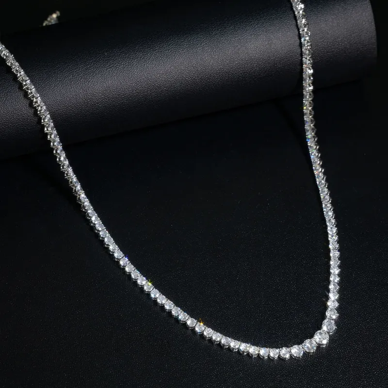 Titanium Steel Zircon Gradient Tennis Chain Necklace