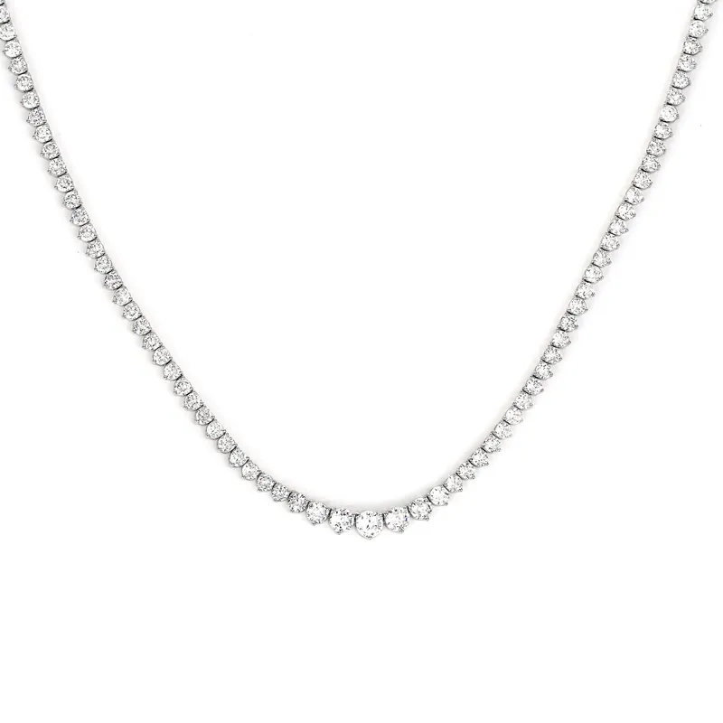Titanium Steel Zircon Gradient Tennis Chain Necklace