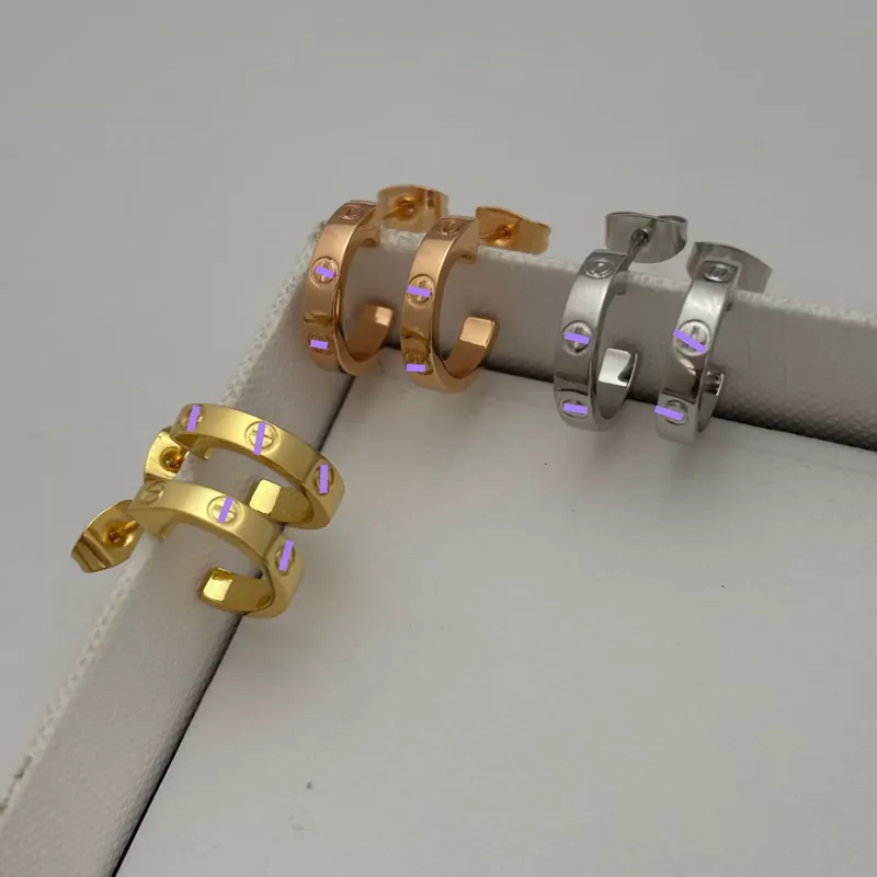 Titanium Steel C-Shaped Love Earrings