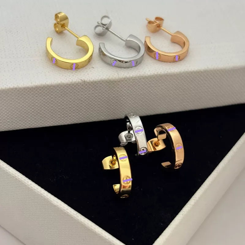 Titanium Steel C-Shaped Love Earrings