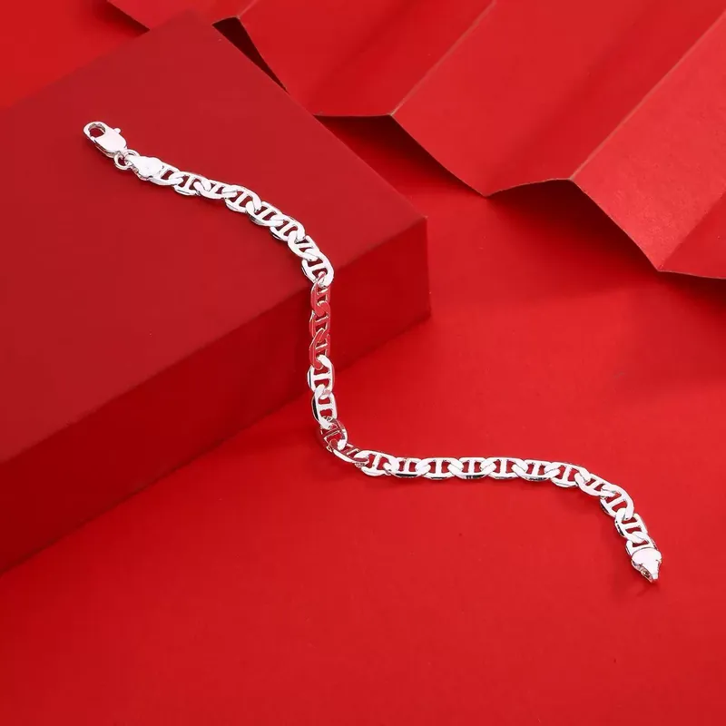 Silver Plated 6mm Side Chain Bracelet