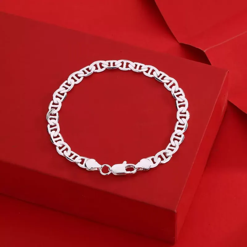Silver Plated 6mm Side Chain Bracelet