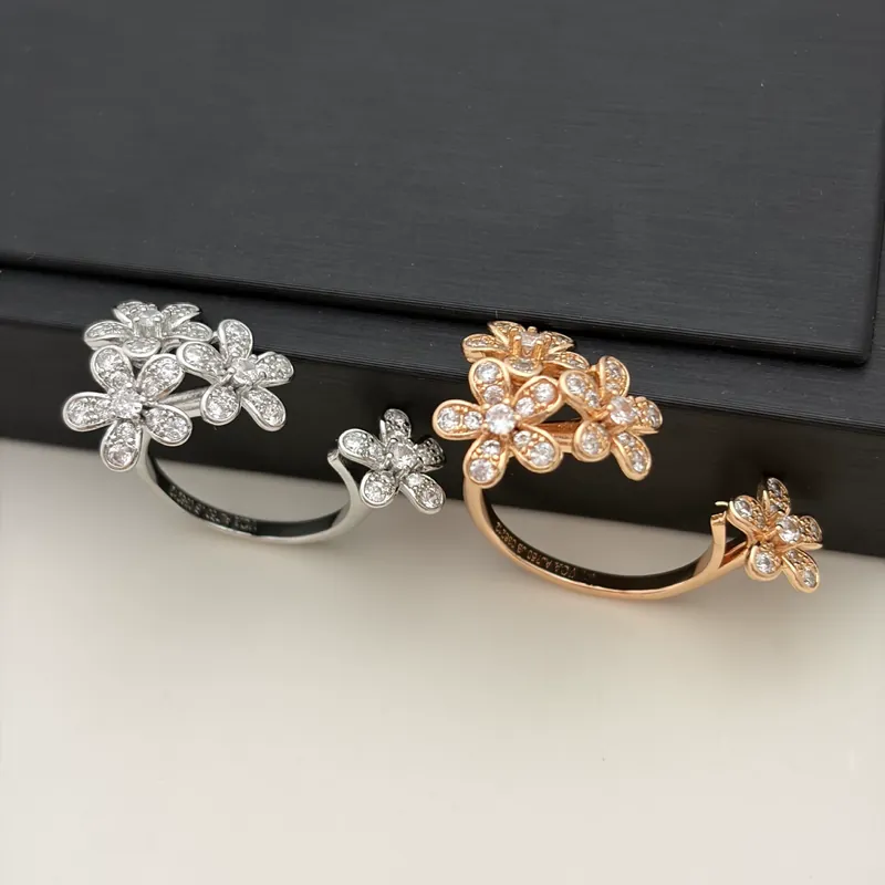 Zircon Clover Ring Open Design