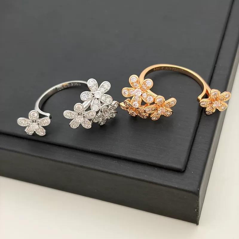 Zircon Clover Ring Open Design