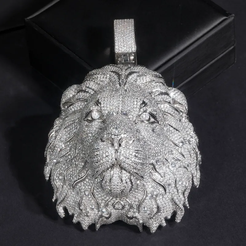 Copper Zircon Lion Head Pendant Necklace
