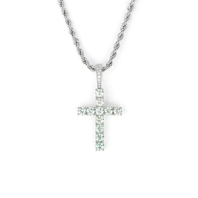 Collier pendentif croix en cuivre et moissanite