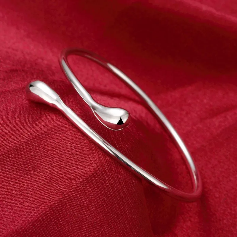 Stainless Steel Teardrop Open Bangle