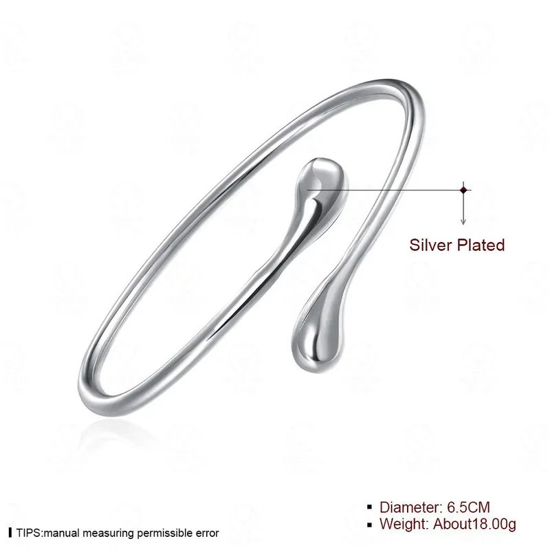 Stainless Steel Teardrop Open Bangle