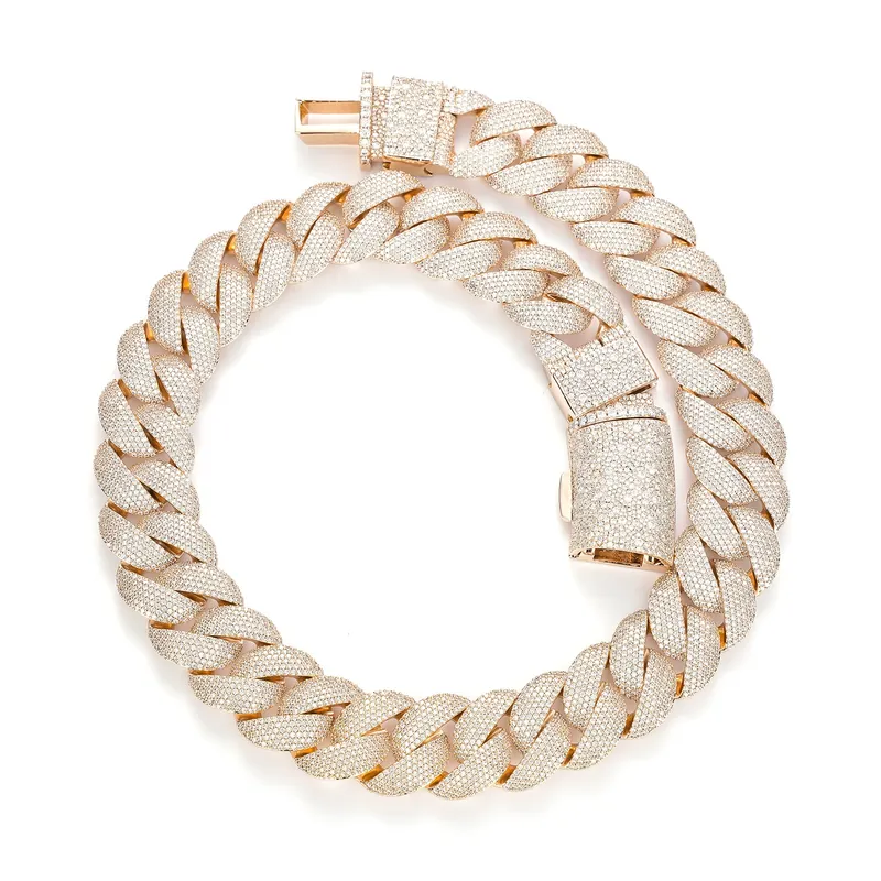 Collar de Titanio Acero con Zirconia y Cadena Cubana de Burbujas