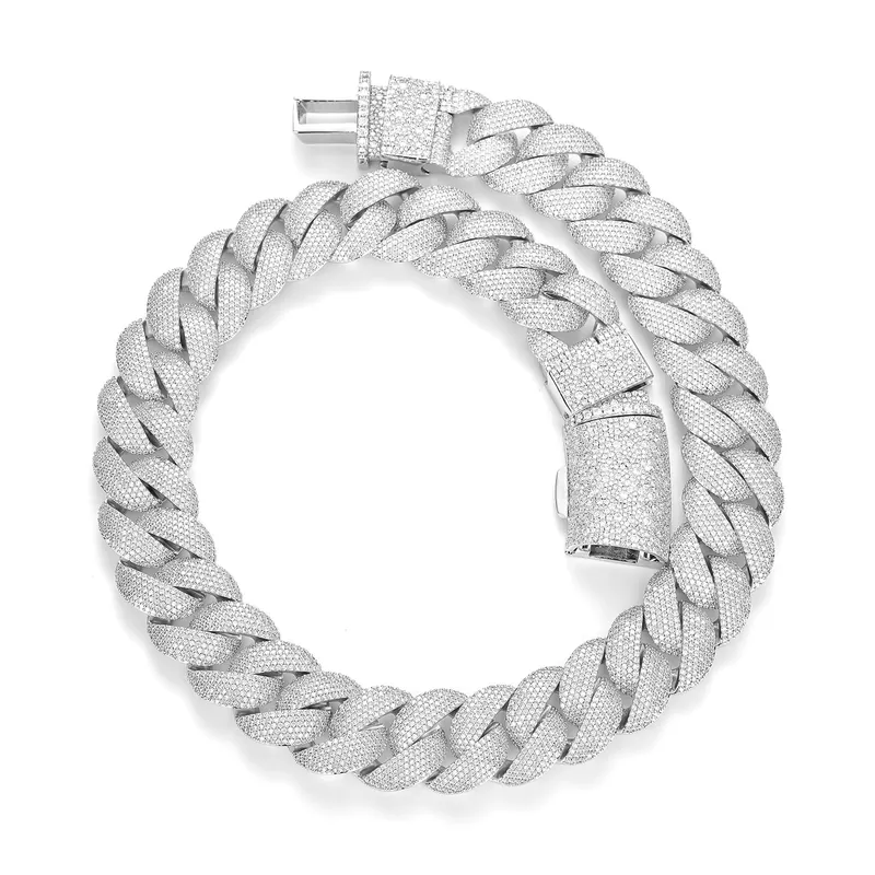 Collar de Titanio Acero con Zirconia y Cadena Cubana de Burbujas