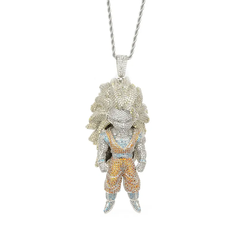 Collier pendentif figure en acier titane et zircon