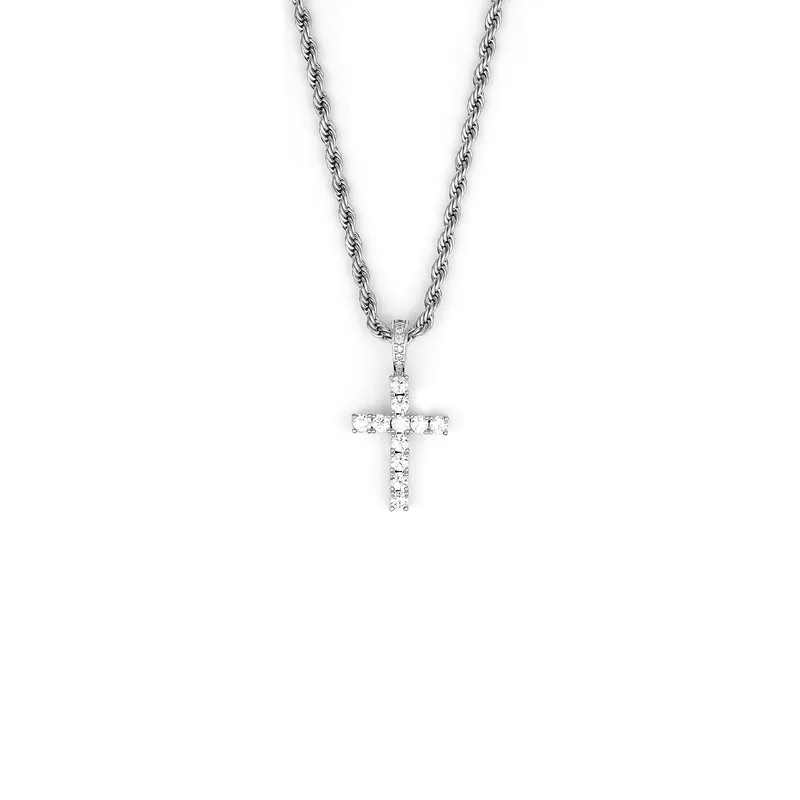 Colar Pingente Cruz Moissanite Cobre