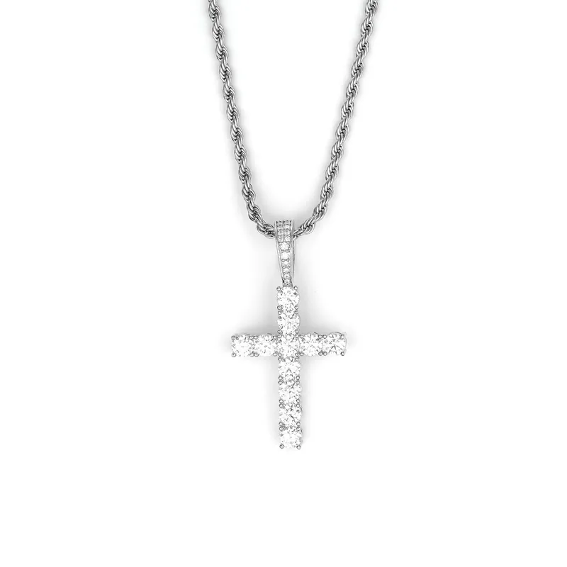 Colar Pingente Cruz Moissanite Cobre