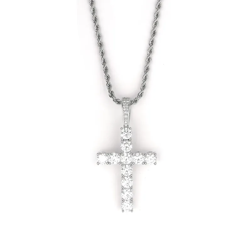 Colar Pingente Cruz Moissanite Cobre