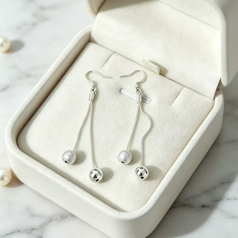 Silver Plated Beaded Tassel Earrings