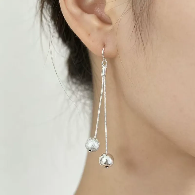 Silver Plated Beaded Tassel Earrings
