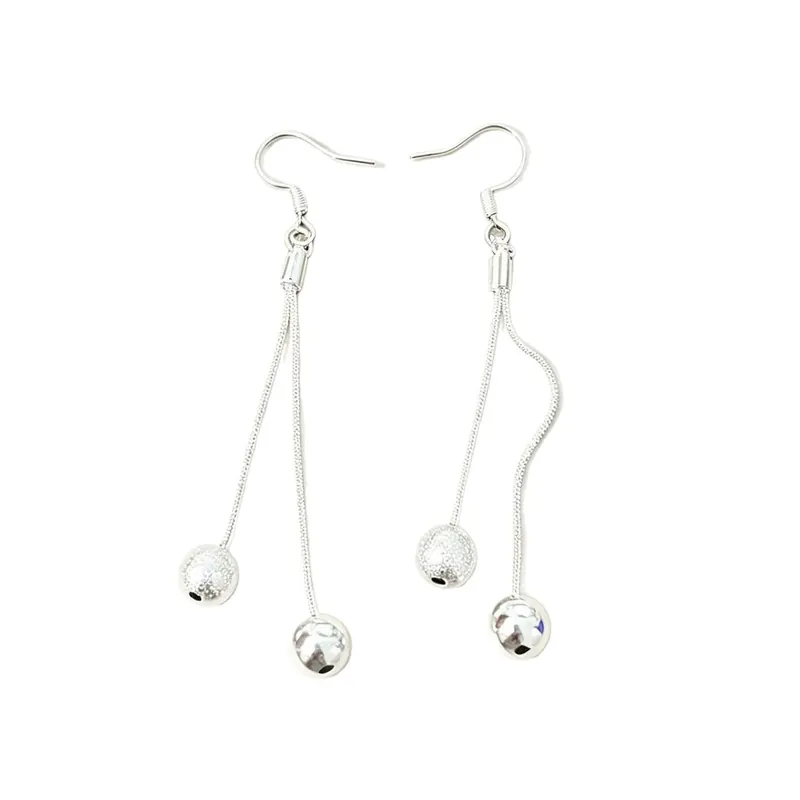 Silver Plated Beaded Tassel Earrings