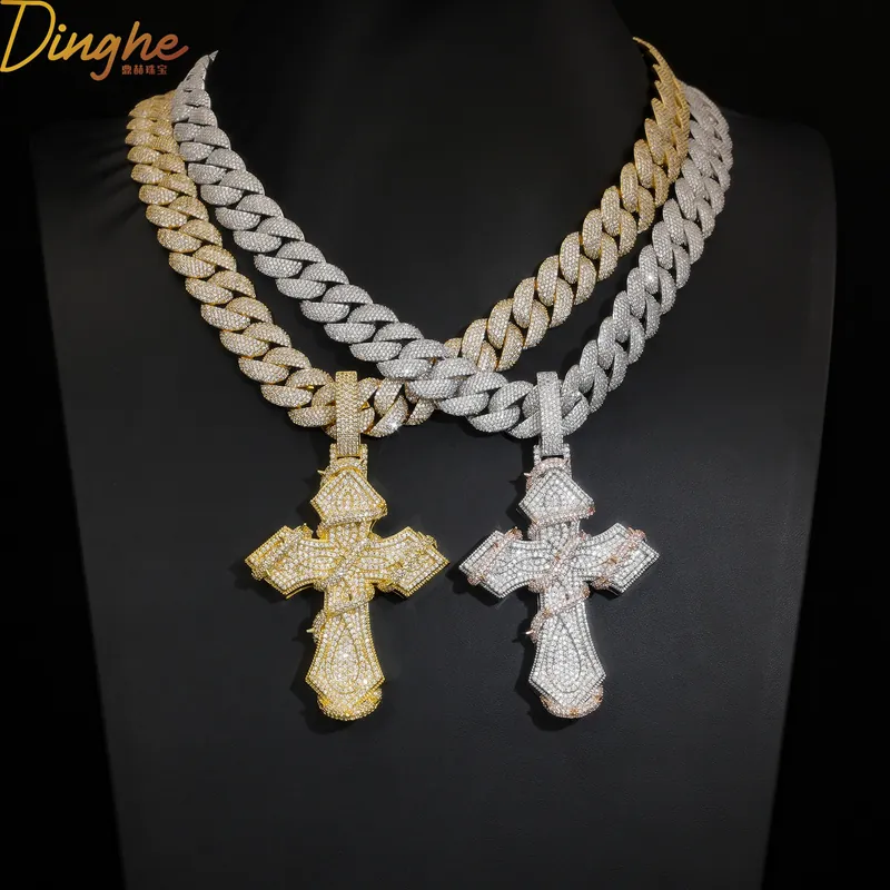 Collar de Titanio Acero con Zirconia y Colgante de Cruz de Espinas