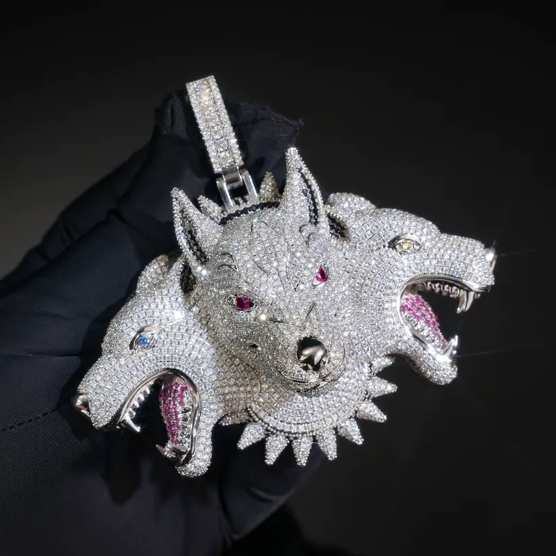 Titanium Steel Zircon Cerberus Pendant Necklace
