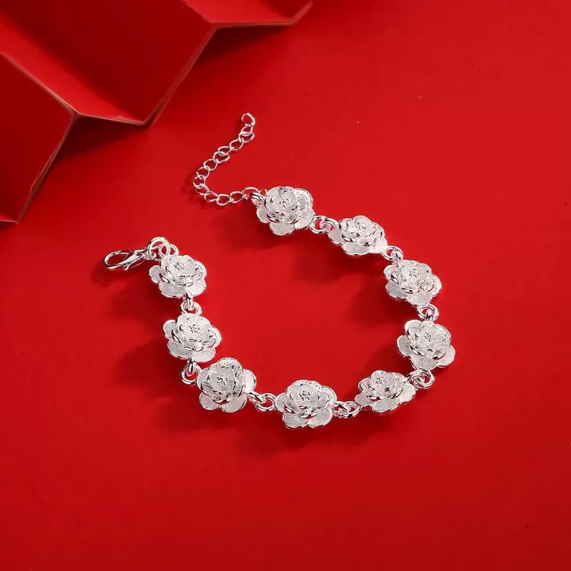 Stainless Steel Rose Flower Bracelet