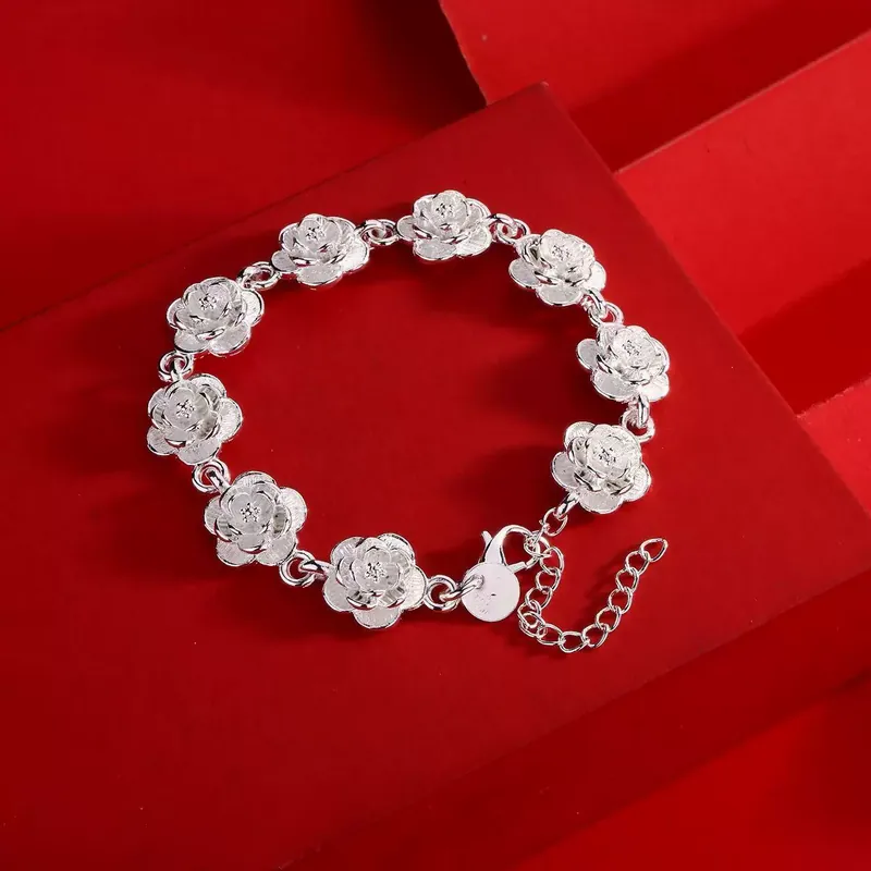 Stainless Steel Rose Flower Bracelet