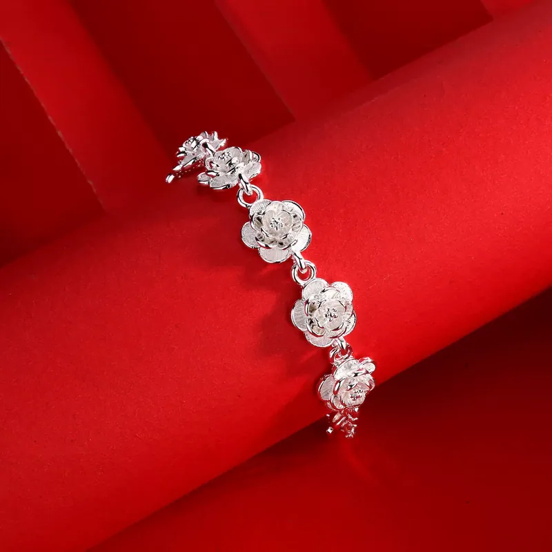 Stainless Steel Rose Flower Bracelet