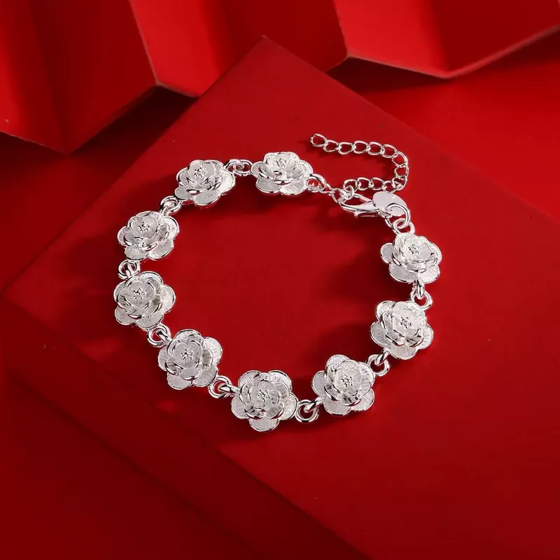 Stainless Steel Rose Flower Bracelet