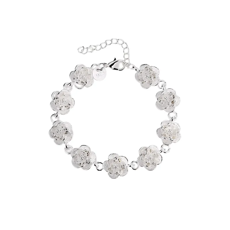 Stainless Steel Rose Flower Bracelet